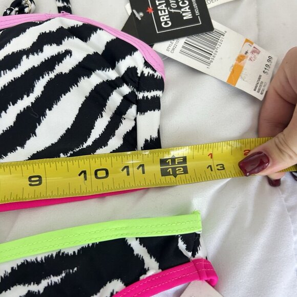 NWT Bikini Swim Set Top Bottom Zebra Print Juniors Small California Waves Pink - Picture 3 of 6